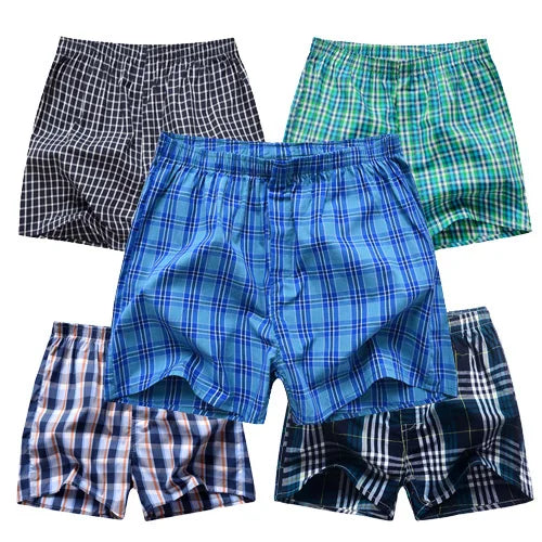 Everyday Comfort – 5PCS Men’s Cotton Plaid Boxers
