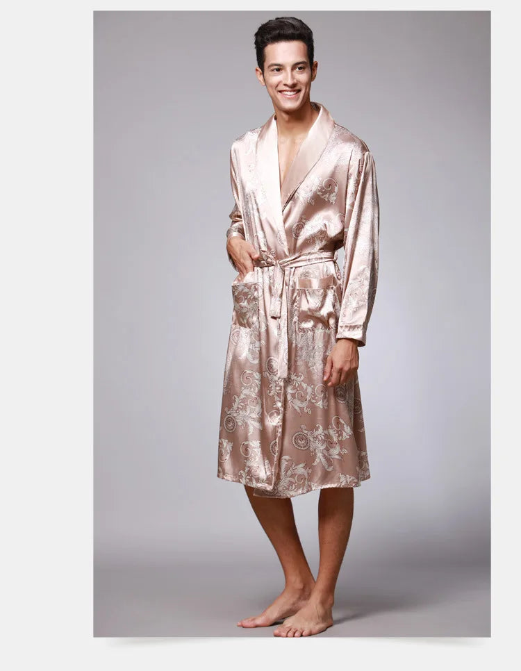 Luxury Comfort – Dragon Print Satin Pijamas for Men