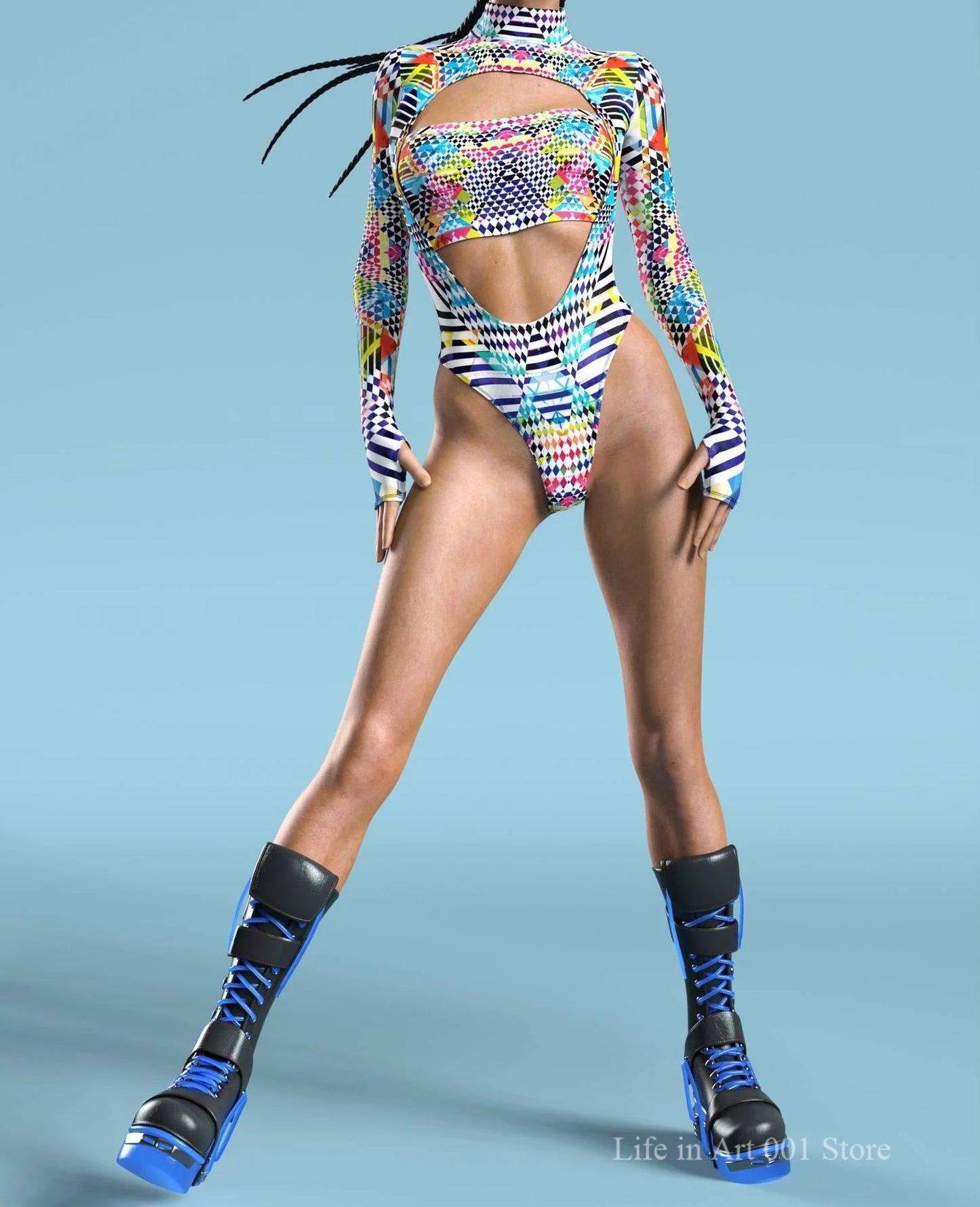 Choice of colours - Sexy Women’s Graffiti Art Bodysuit – Open-Heart Leotard Tights Jumpsuit for Carnival, Party, Cosplay & Swimwear