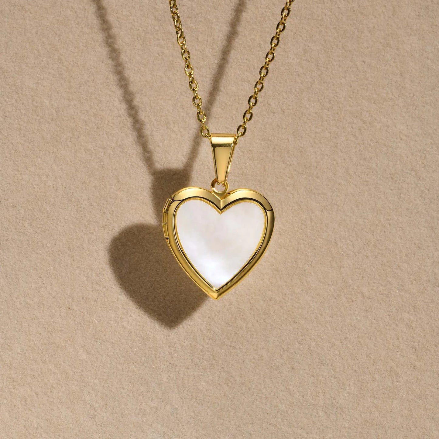 Golden Heart Locket Necklace with Crystal Pearl