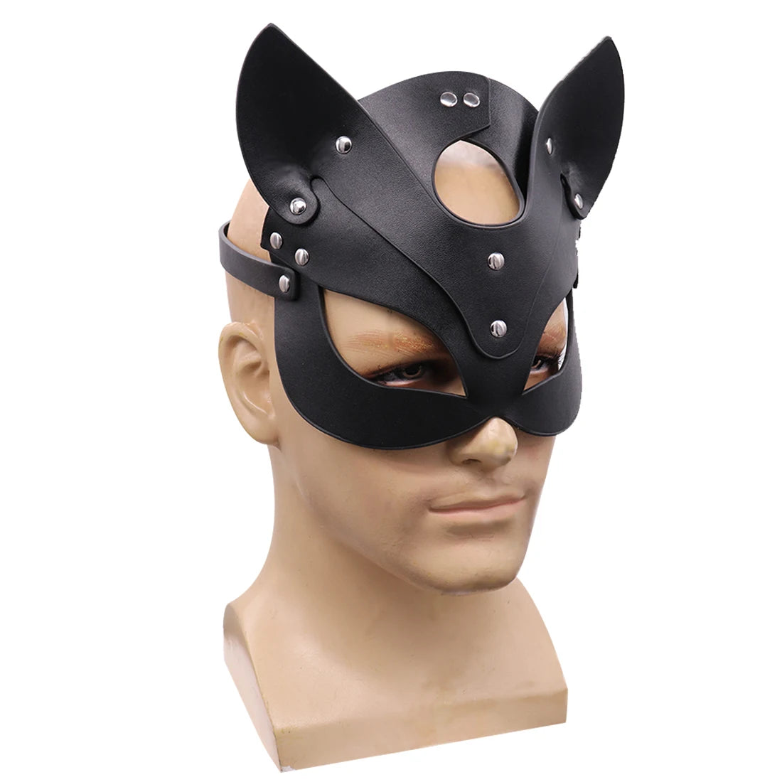 Punk Bunny Mask – Spiked Leather Cat & Mouse Headgear for Cosplay, Masquerades & Halloween