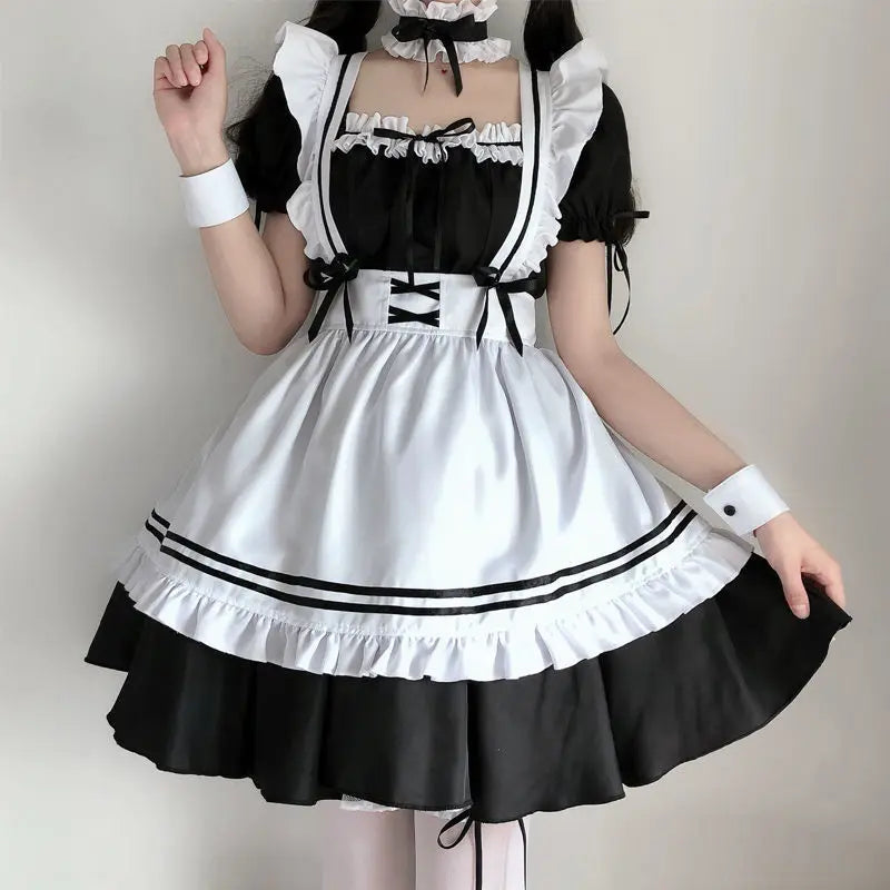 Sexy Lolita French Maid Outfit – Cosplay Party Dress with Apron for Women Uniform Roleplay Sexy Lady