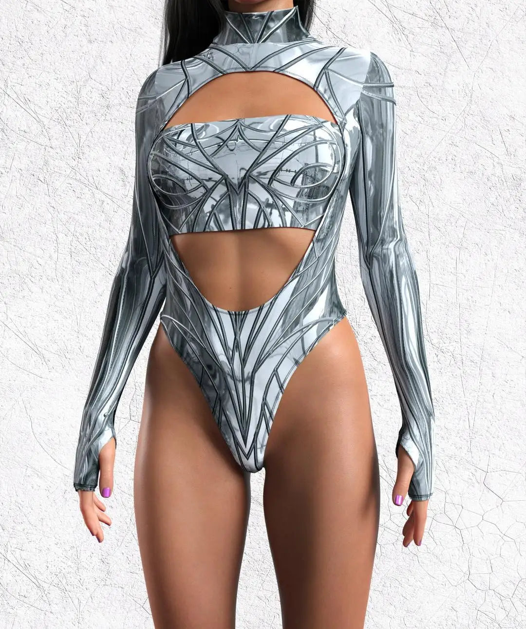 Choice of colours - Sexy Women’s Graffiti Art Bodysuit – Open-Heart Leotard Tights Jumpsuit for Carnival, Party, Cosplay & Swimwear