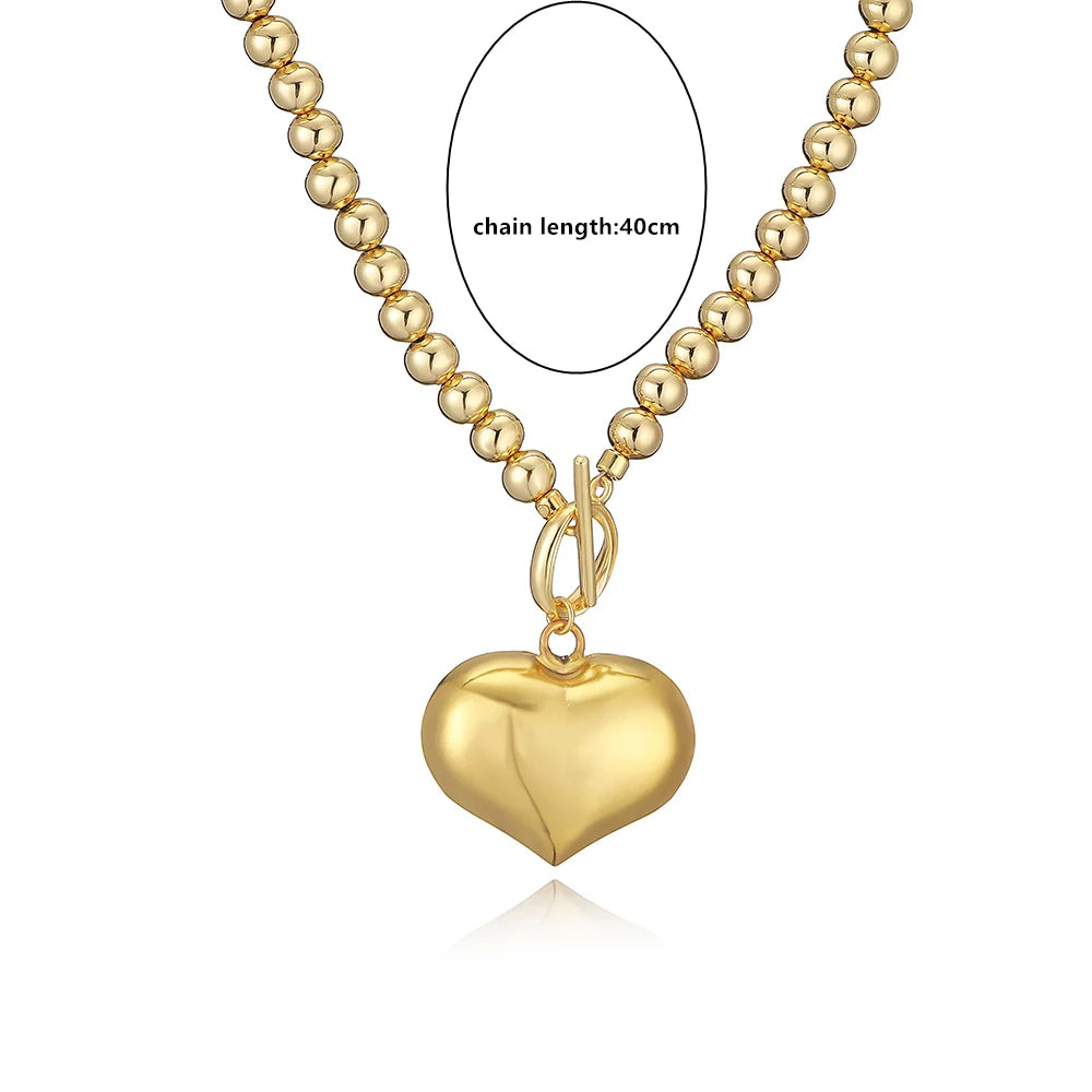 Eternal Glow Glossy Peach Heart Necklace of Romance and Elegance
