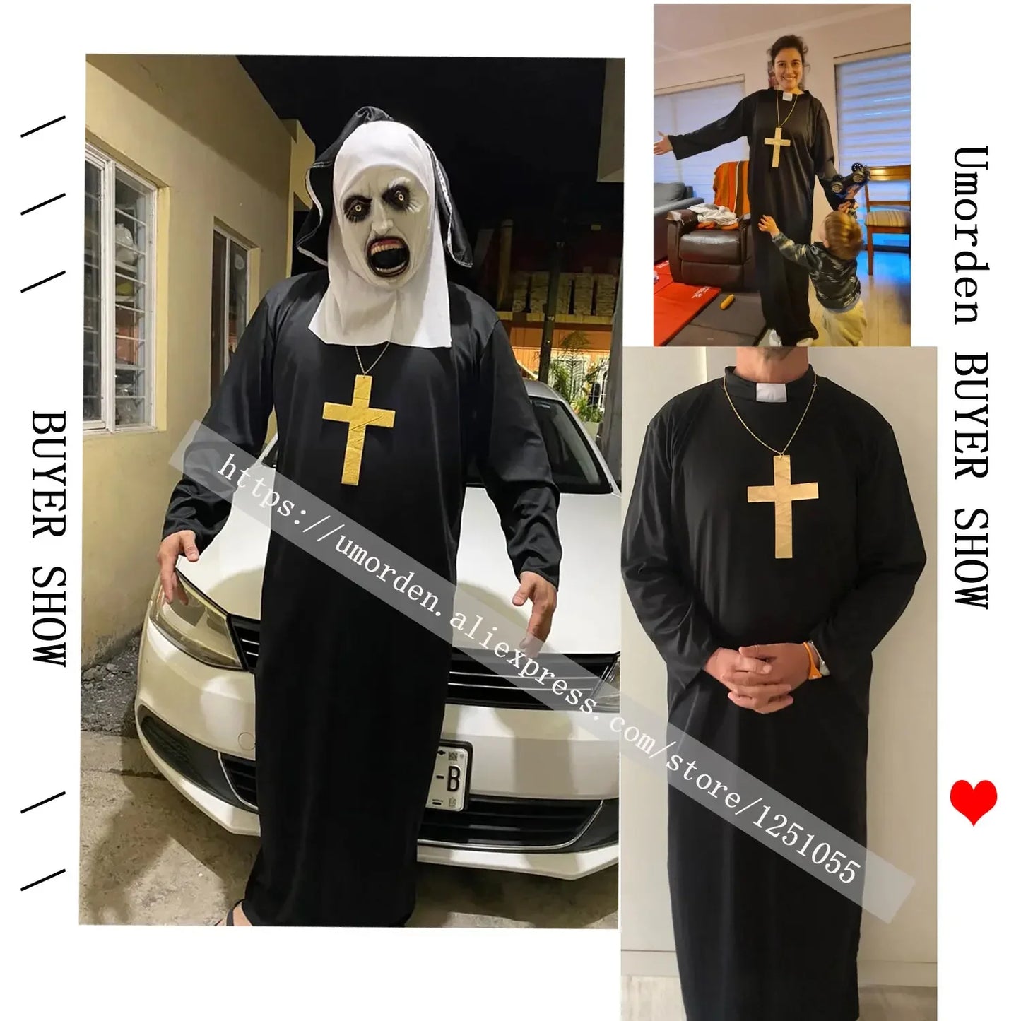 Umorden Adult Priest Costume for Men – Clergyman Outfit with Cross for Religious Men's Roleplay
