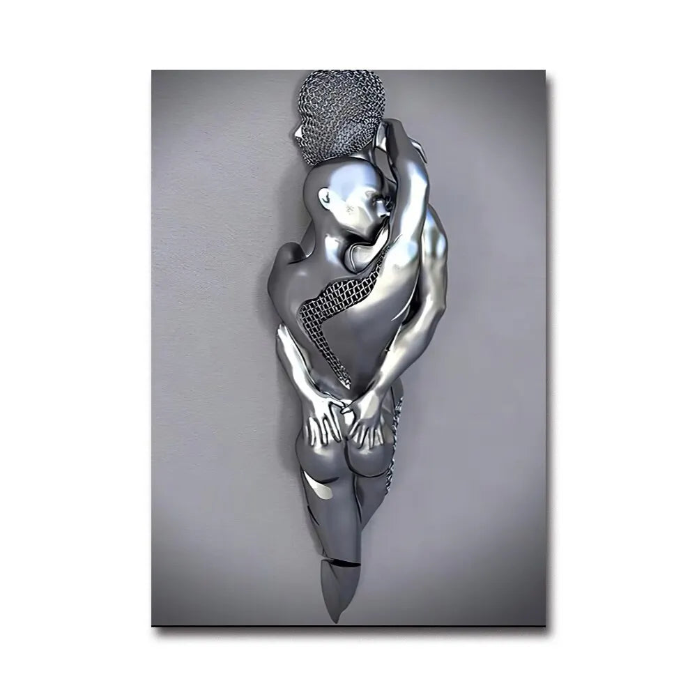 Futuristic Desire – Abstract Metal Robot Canvas