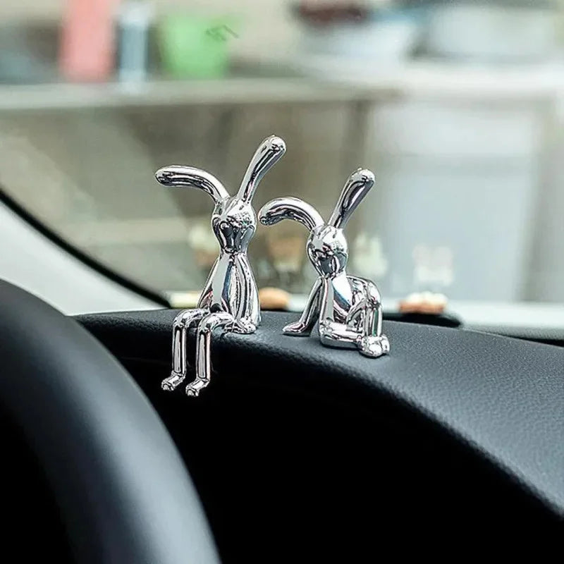 Long-Eared 3D Rabbit Figurine – Creative & Fun DIY Ornament for Home, Car, and Desk Decor