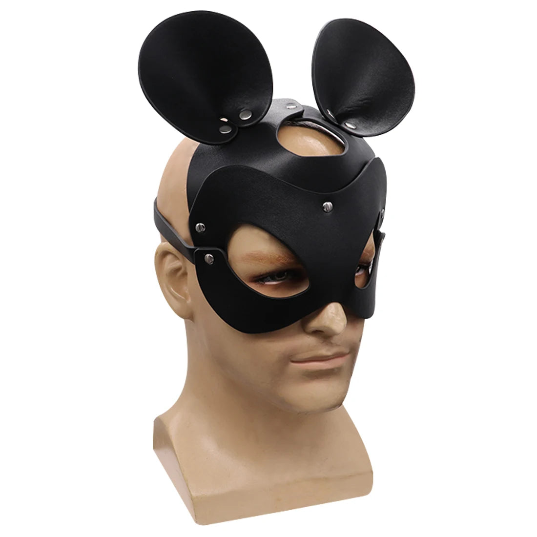 Punk Bunny Mask – Spiked Leather Cat & Mouse Headgear for Cosplay, Masquerades & Halloween