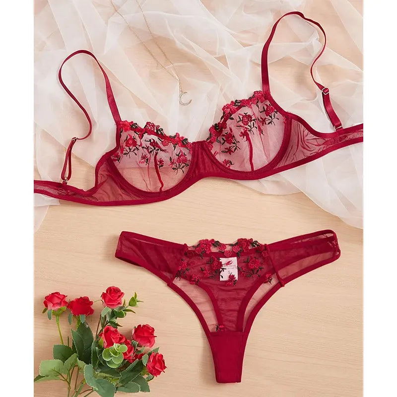Intimate Temptation – Sexy Embroidered Lace Lingerie Costume Set