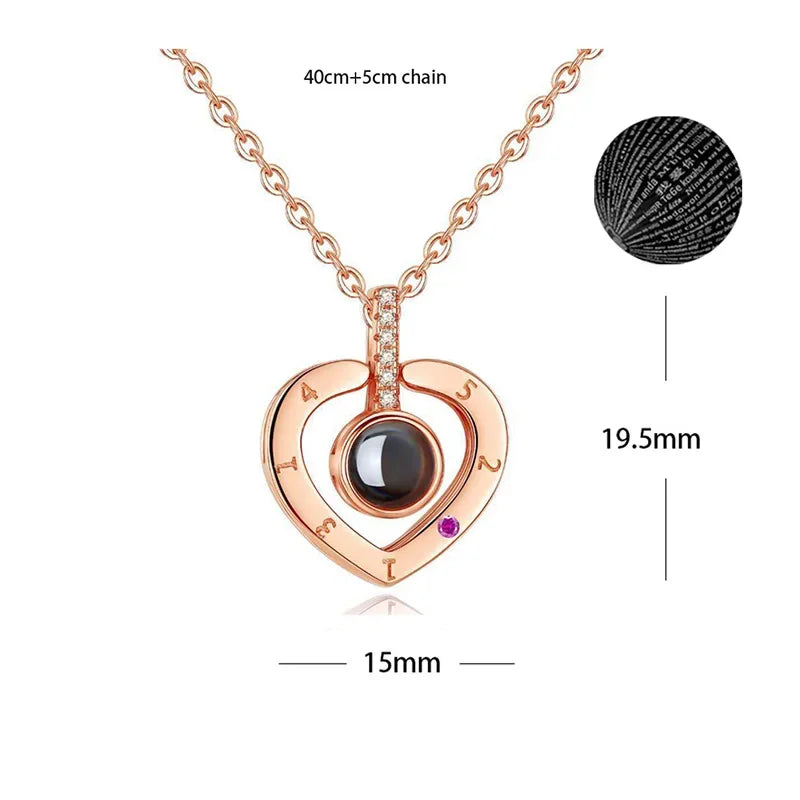 “I Love You in 100 Languages” Heart Pendant Necklace