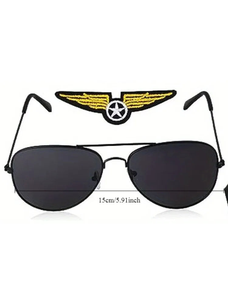 Pilot Clothing Set – Aviation Captain Outfit with Hat, Shoulder Badge, Tie & Sunglasses