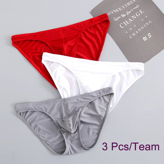 3-Piece Men’s Nylon Briefs – Bulge Pouch Underwear, Breathable & Sexy
