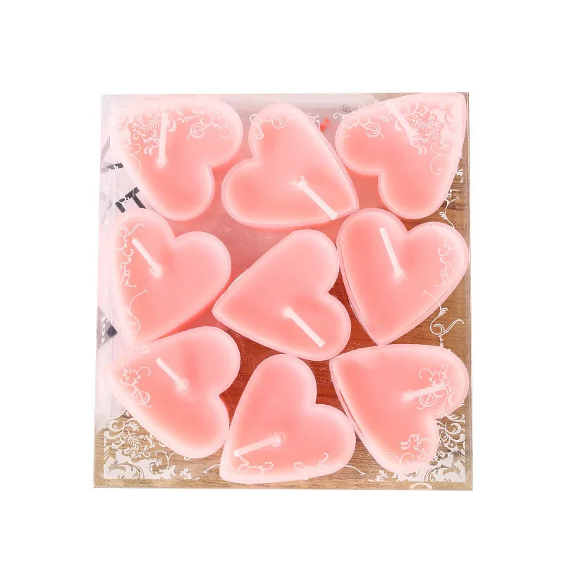 9Pcs Cute Heart Candles- Love in Flame – Heart-Shaped Smokeless Candle for Proposals & Special Moments