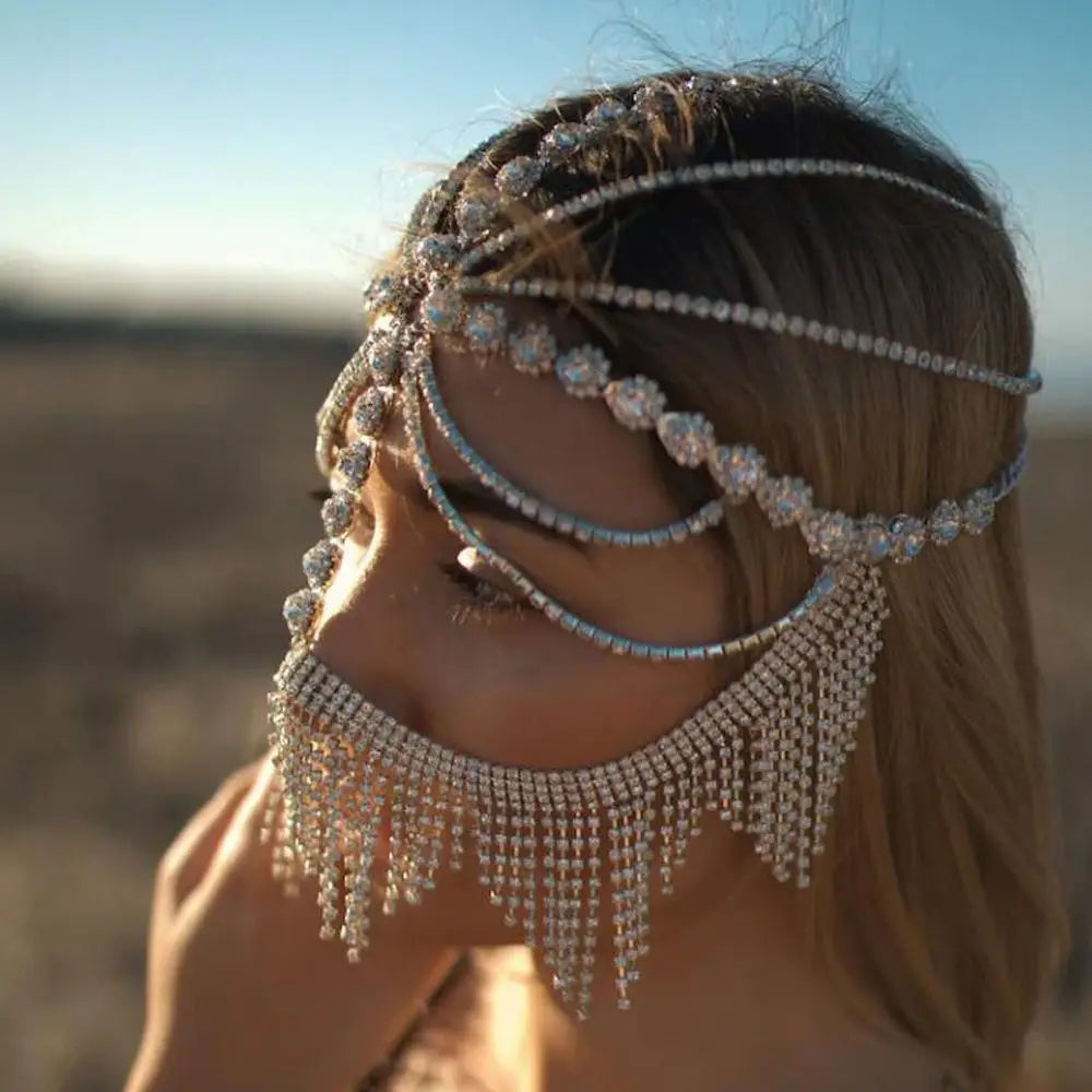 Crystal Tassel Veil Mask