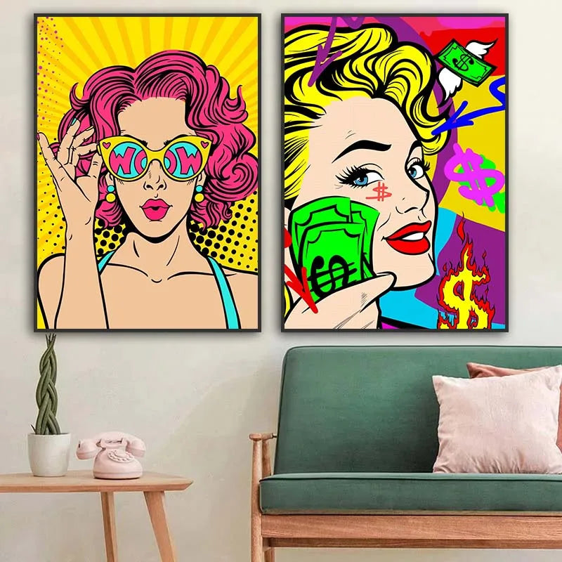 Fiery Femmes – Abstract Pop Art Canvas