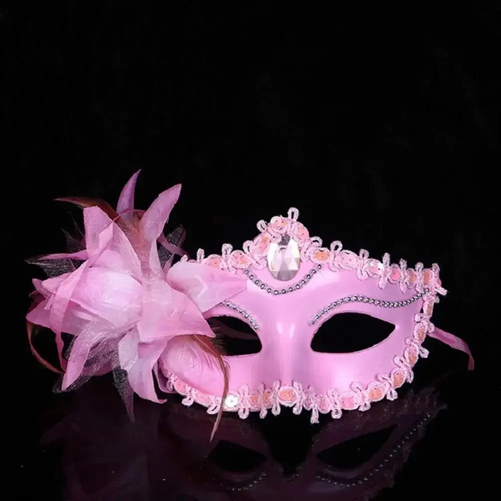 Sexy Venice Cosplay Mask – Erotic Masquerade Princess Eye Mask with Feathers & Luxury Floral Details