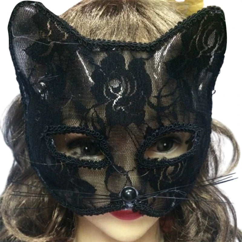 Sexy Lace Cat Mask for Women – Elegant Masquerade Animal Mask for Adults, Cosplay & Halloween Fantasy