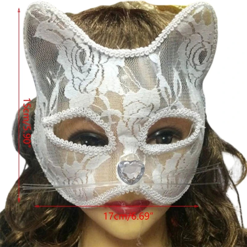 Sexy Lace Cat Mask for Women – Elegant Masquerade Animal Mask for Adults, Cosplay & Halloween Fantasy