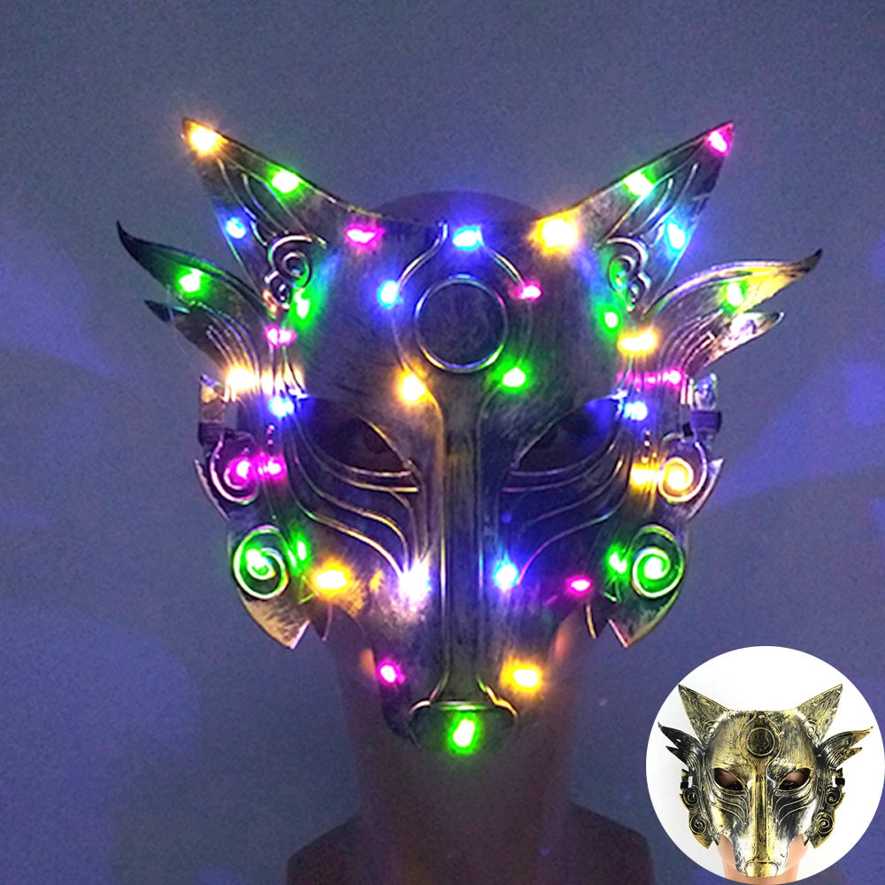 Glow-in-the-Dark Halloween Mask – Neon Luminous Half-Face Masque for Cosplay & Costume Parties