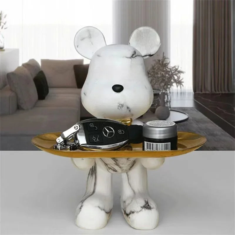 Graffiti Bear Figurine – Modern Animal Ornament & Keys Storage | Home, Shelf, Table, and Room Decor