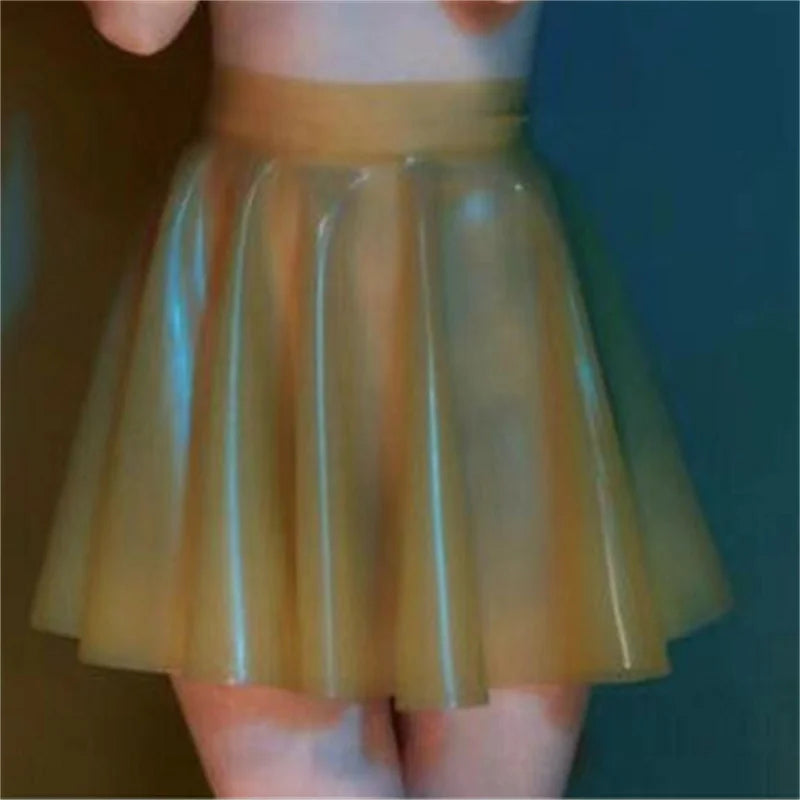 Sexy Natural Latex Mini Skirt – High-Shine Rubber Partywear