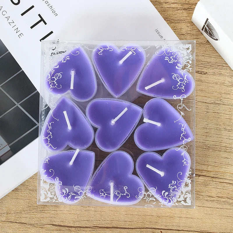 9Pcs Cute Heart Candles- Love in Flame – Heart-Shaped Smokeless Candle for Proposals & Special Moments