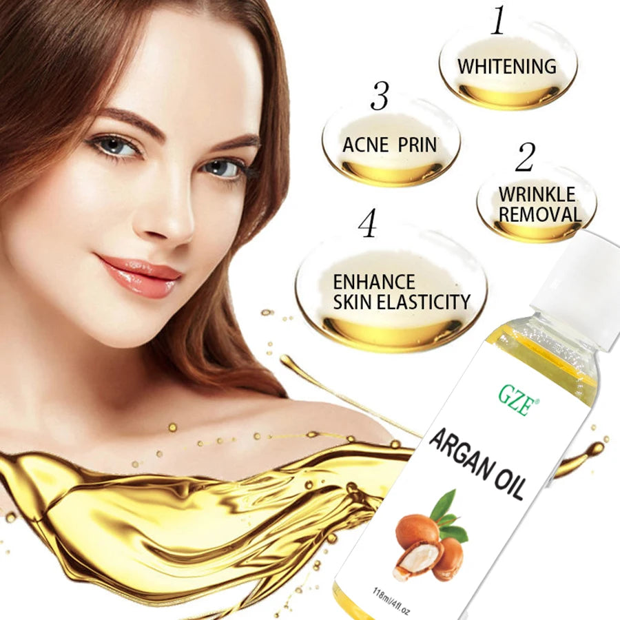 Organic Moroccan Argan Oil – 100% Pure, Cold-Pressed Virgin Oil for Hair, Face, Body & Scalp | Premium Moisturizer for Dry & Damaged Skin