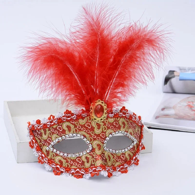 Sexy Venice Cosplay Mask – Erotic Masquerade Princess Eye Mask with Feathers & Luxury Floral Details