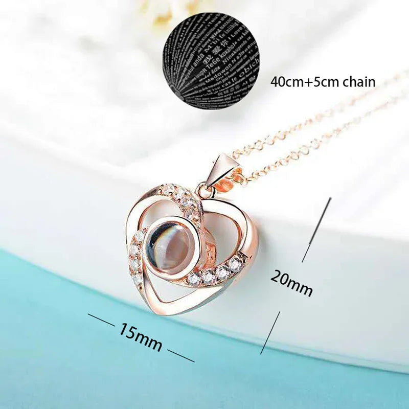 “I Love You in 100 Languages” Heart Pendant Necklace