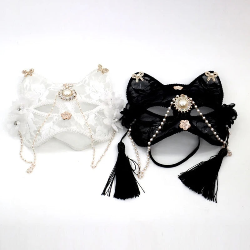 Sexy Lace Cat Face Mask – Elegant Masquerade & Halloween Mask for Women