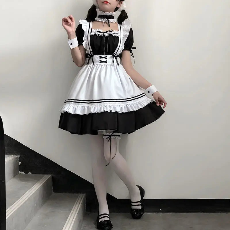 Sexy Lolita French Maid Outfit – Cosplay Party Dress with Apron for Women Uniform Roleplay Sexy Lady