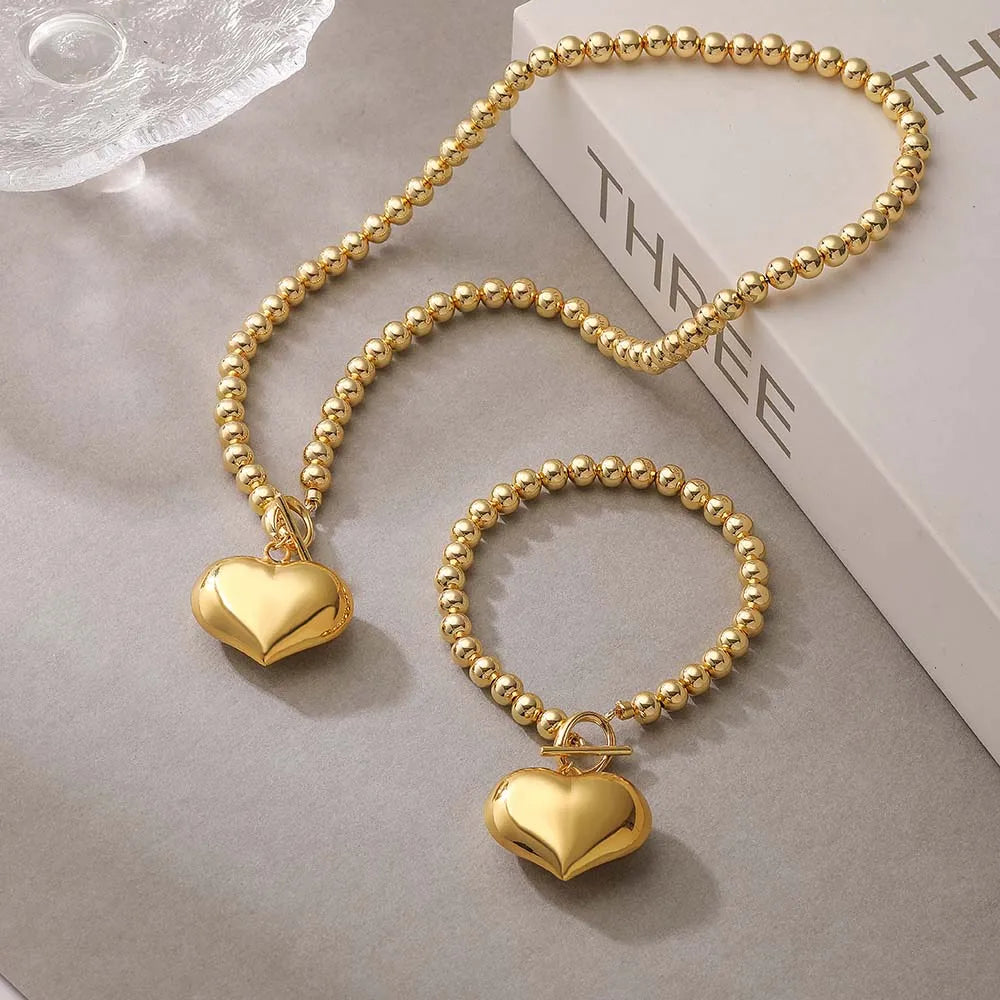 Eternal Glow Glossy Peach Heart Necklace of Romance and Elegance