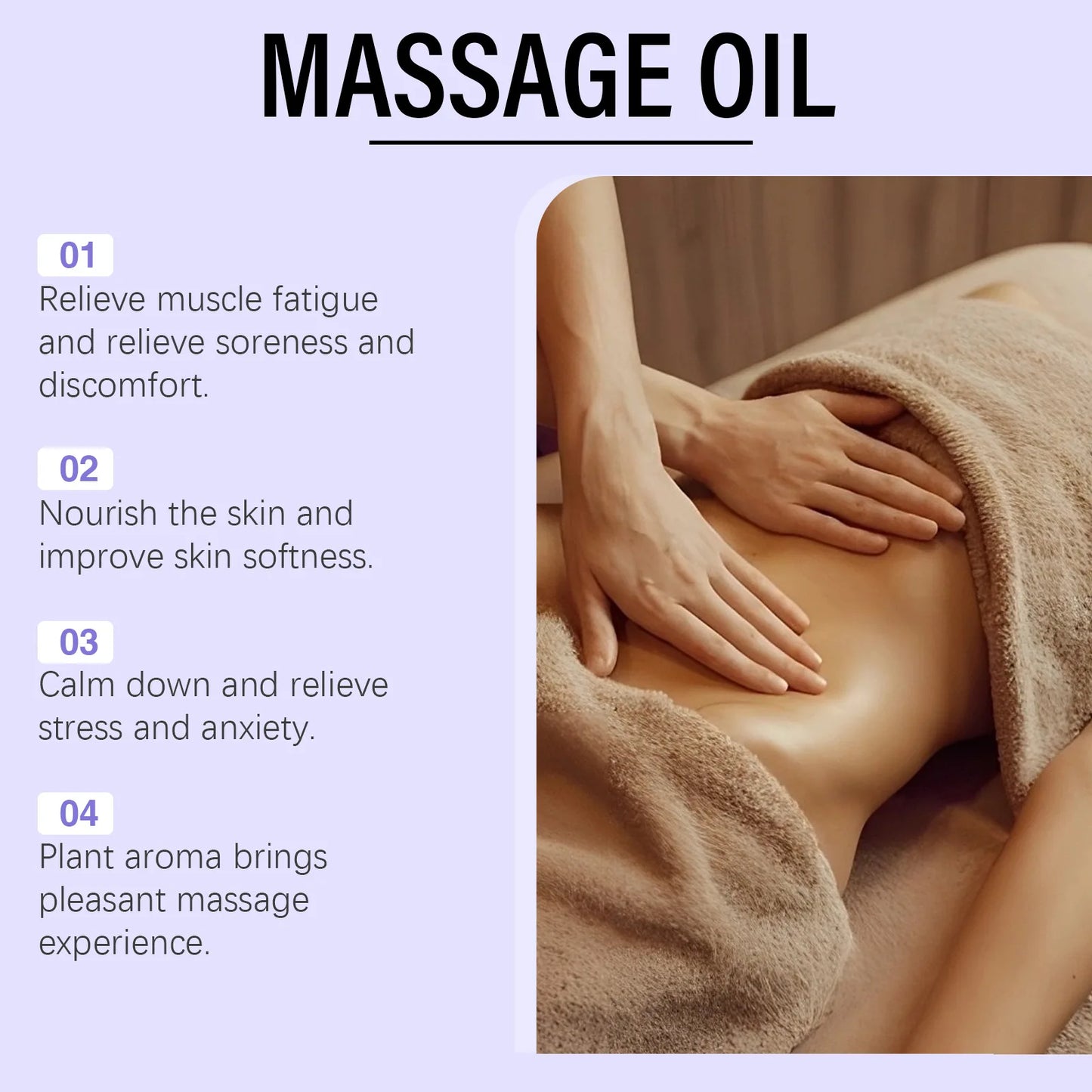 Lavender Relaxing Massage Oil – Moisturizing Body Oil for Stress Relief, Muscle Relaxation & Better Sleep | Aromatherapy Fragrance Oil