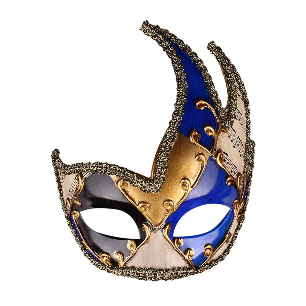 Enigmatic Vintage Venetian Masquerade Mask – Checkered Musical Design for Mardi Gras & Festival Parties