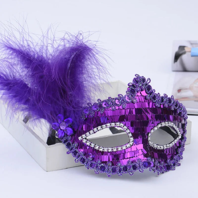 Sexy Venice Cosplay Mask – Erotic Masquerade Princess Eye Mask with Feathers & Luxury Floral Details