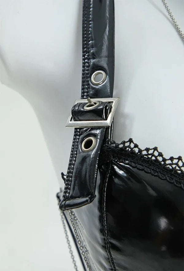 Sexy Gothic Misa Lingerie Set – Black Cami Top, Mini Skirt, Sleeves & Choker Cosplay Costume