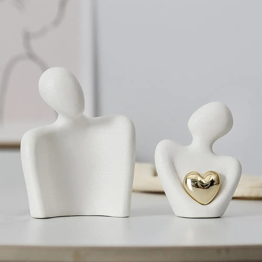 Ceramic Couple Hugging Figurine – Abstract Modern Love Sculpture for Home Décor & Gifts