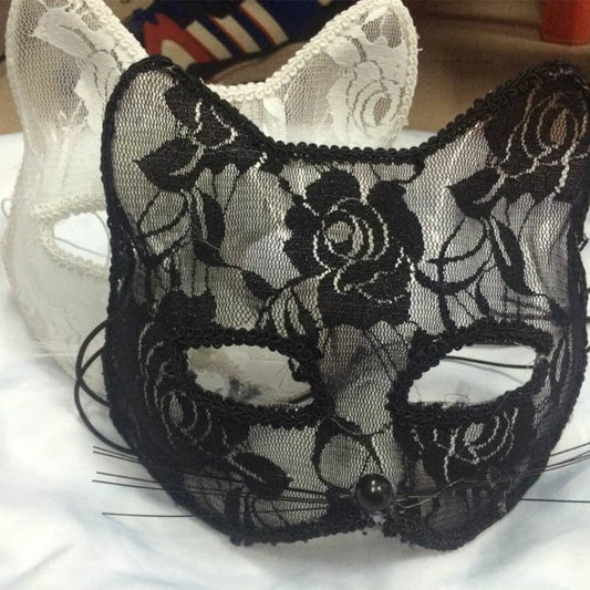 Sexy Lace Cat Mask for Women – Elegant Masquerade Animal Mask for Adults, Cosplay & Halloween Fantasy