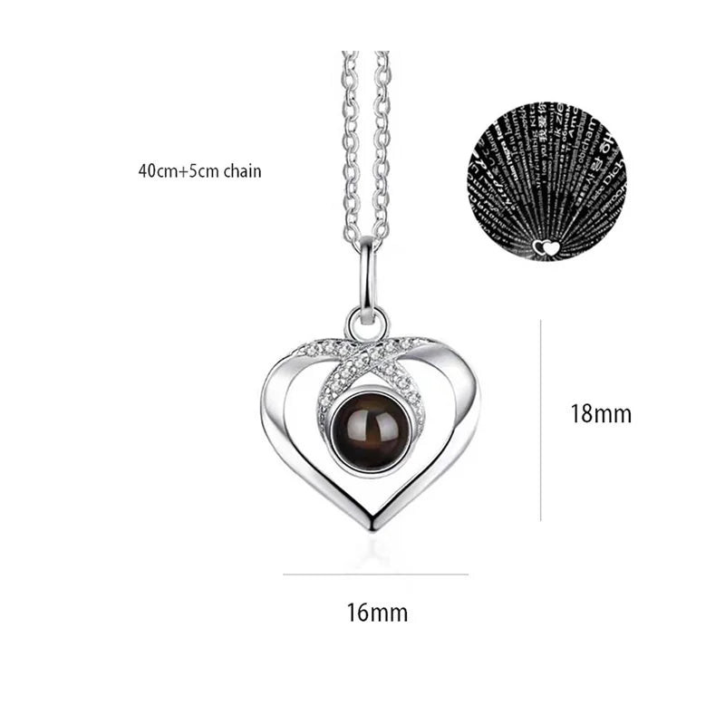 “I Love You in 100 Languages” Heart Pendant Necklace