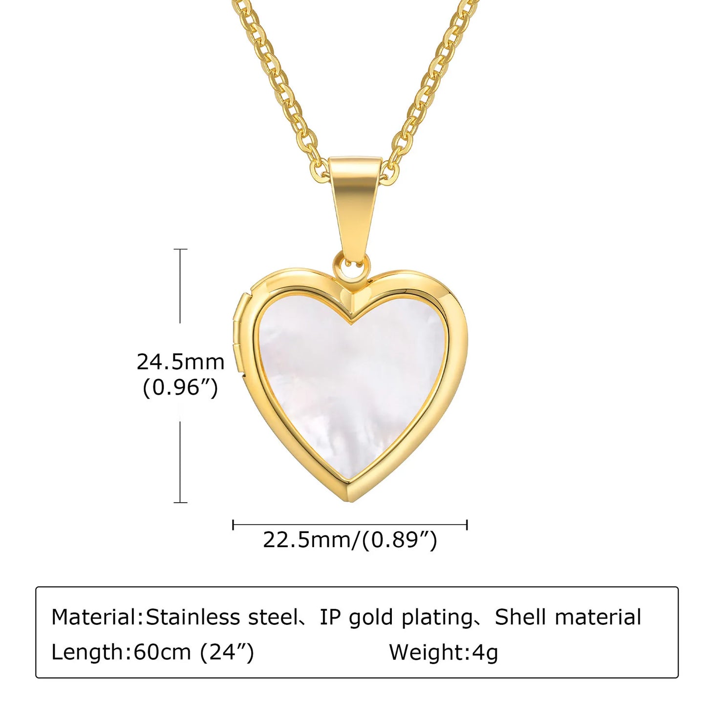 Golden Heart Locket Necklace with Crystal Pearl