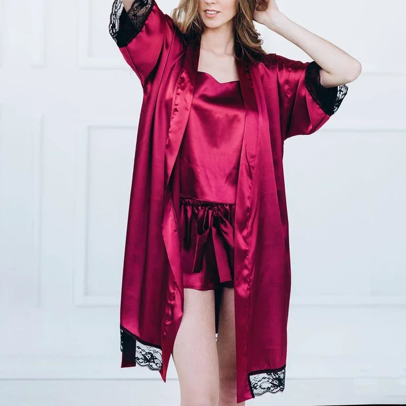 Curvy & Captivating – Sexy 2-Piece Tie-Up Lingerie Robe Set with T-Back Panty