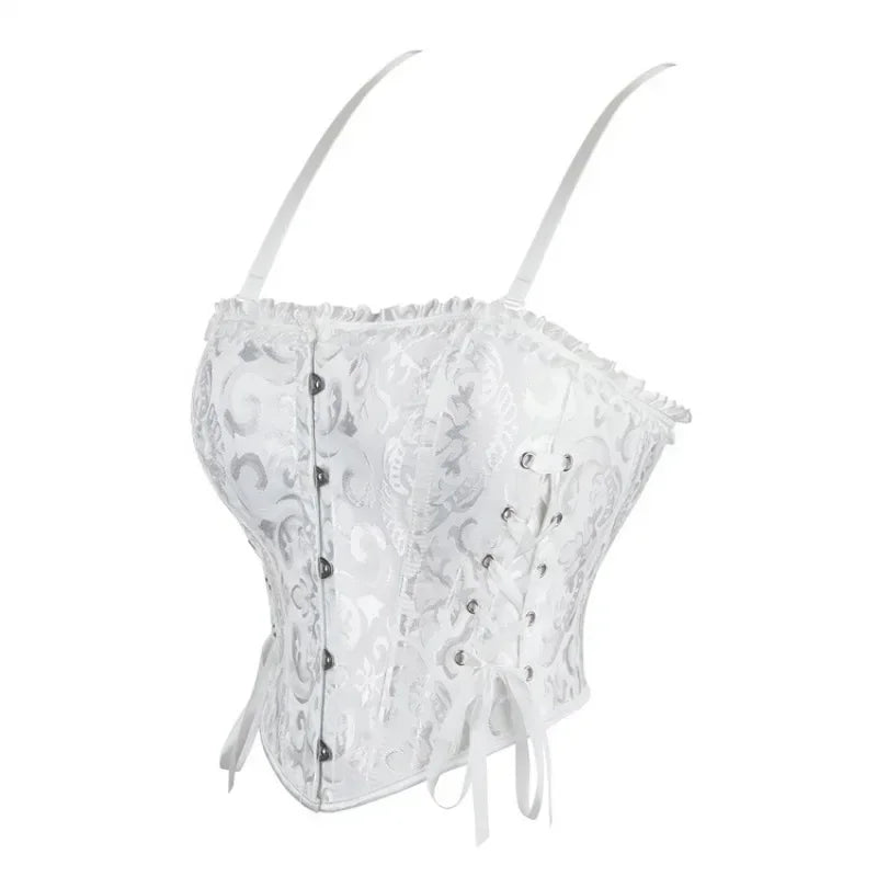 Sexy Lace-Up Overbust Corset Crop Top – Slimming Bustier Body Shaper Vest for Women, Short Torso Design (Black, White, Red)