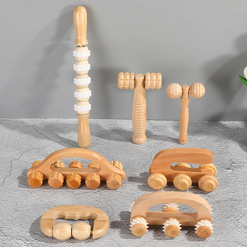 Relax Anywhere – Wooden Massage Roller for Body & Face