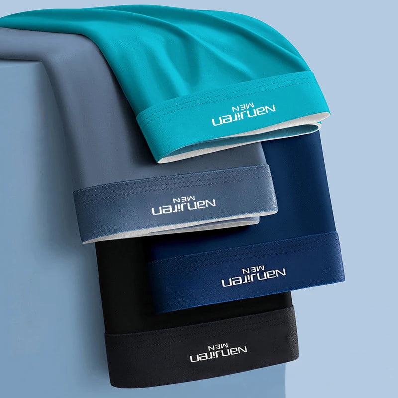 Stay Cool & Sexy – 4PCS Men’s Ice Silk Boxers