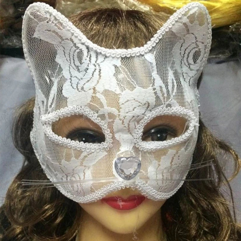 Sexy Lace Cat Mask for Women – Elegant Masquerade Animal Mask for Adults, Cosplay & Halloween Fantasy