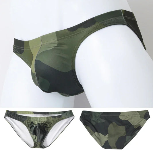 Men’s Camouflage Seamless Briefs – Ultra-Thin, Low-Waist, Breathable Sexy Pouch Underwear