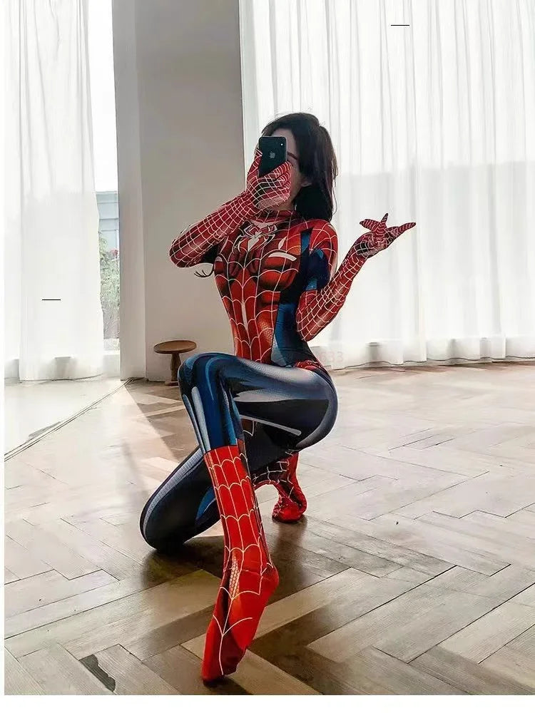 Sexy Black Cat Superhero Spider Woman Bodysuit – 3D Printed Cosplay Costume for Women | Halloween & Christmas Jumpsuit Outfit