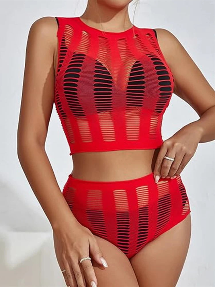 Sexy Fishnet Bodystocking – Sleeveless Erotic Lingerie Bodysuit for Nightclub, Bedroom & Exotic Play