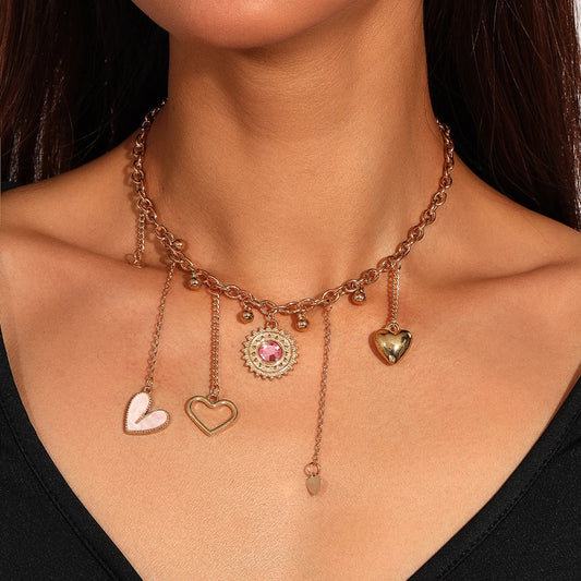 Radiant Hearts Crystal Pendant Necklace