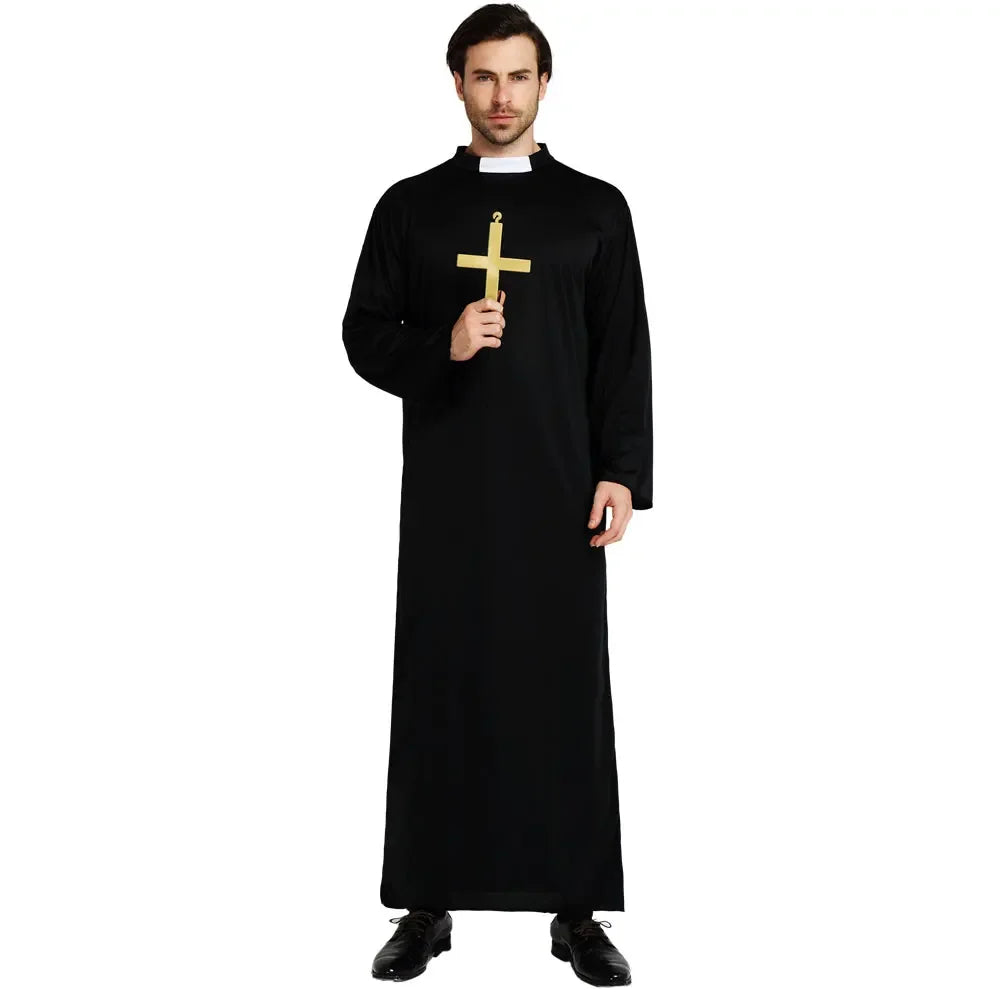 Umorden Adult Priest Costume for Men – Clergyman Outfit with Cross for Religious Men's Roleplay